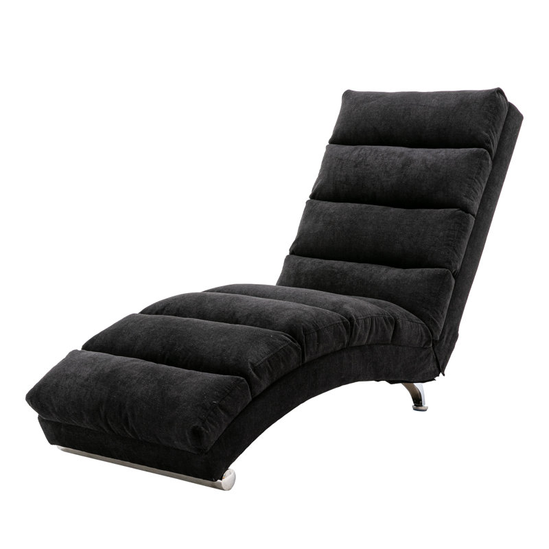 Upholstered Chaise Lounge, Black