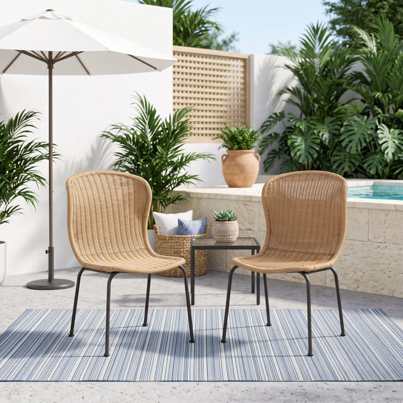 Ensemble de 2 chaises d'extérieur en rotin
