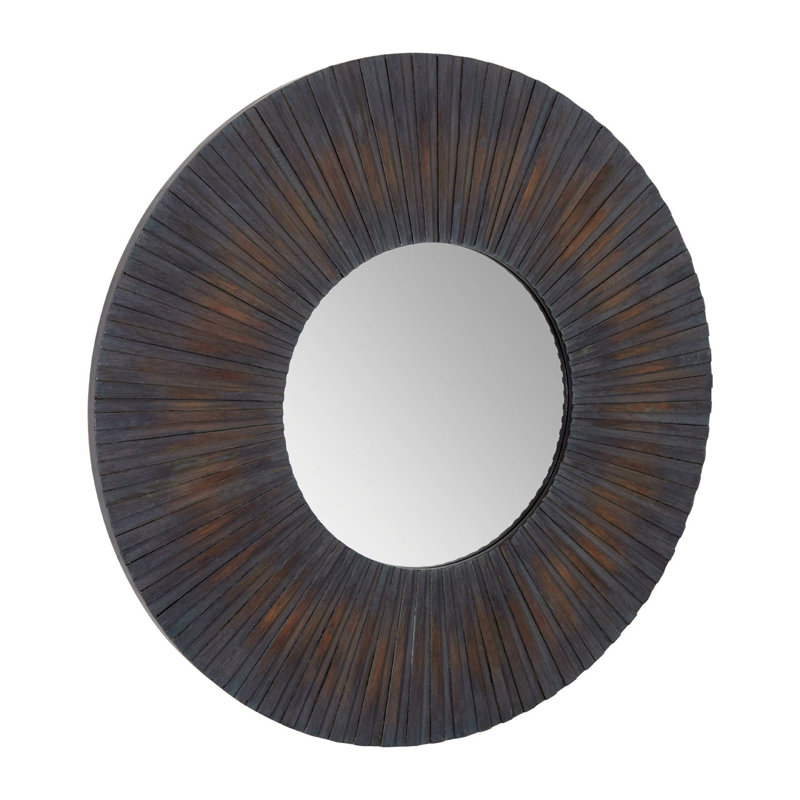 Pazar Solid Wood Flat Wall Mirror, Antique Wood