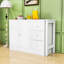 Buffet 3 tiroirs en bois avec table coulissante et armoire de rangement avec tablettes réglables-1357844053