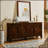 65.2 Inch Mid Century Modern Sideboard Buffet With Storage, Symmetrical Geometric Accent, Large Console Table For Living Room And Entryway, Walnut Finish-1894266066