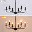 Lustre moderne en fer noir à 6 lumières à intensité variable et réglable pour salon et vestibule