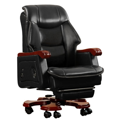 Kinnls Jones Executive Office Chair with Massage Ventilation and Heating, Genuine Leather Luxury Managerial Executive Home Desk Chairs Big and Tall Re by Kinnls