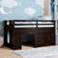Lit mezzanine simple avec rangement peu encombrant, bois massif, finition espresso moderne