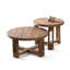 Ensemble de tables basses rondes en bois massif rétro noyer