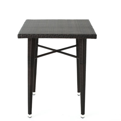 Table de bar carrée 32 po - Extérieur avec structure en fer ferme, toutes saisons, H 41 po x l 32,5 po x P 32,5 po, meubles multicolores bruns, style élégant,
