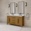 Meuble-lavabo autoportant en chêne Baja de 60 po à deux éviers avec plateau en marbre blanc Carrara de Liles (assemblé)-26869252