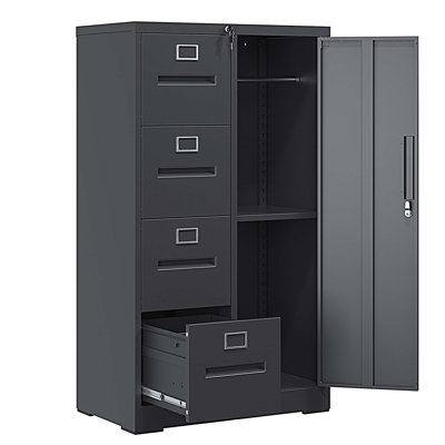 Metal Storage Vertical Filing Cabinet with Lock, Steel File Locker with 4 Drawers and 1 door by Latitude Run