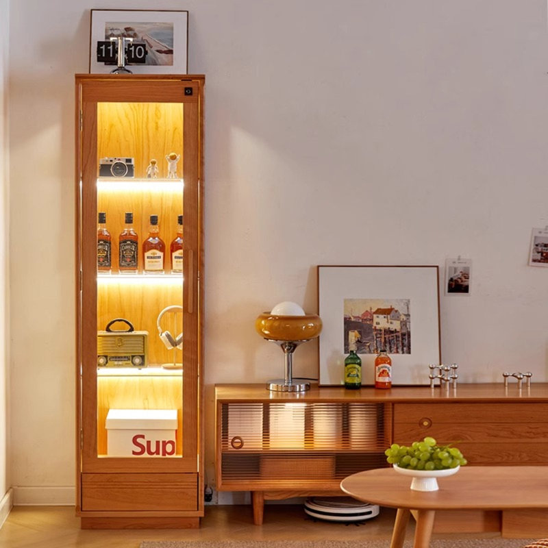 Brown Solid Wood+Tempered Glass Display Cases