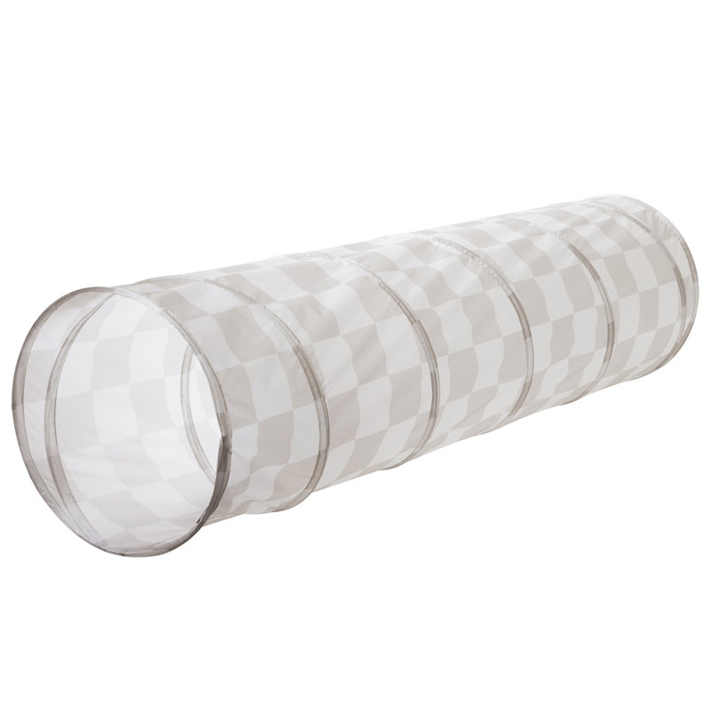 Tunnel de jeu en tissu recyclé / damier / beige