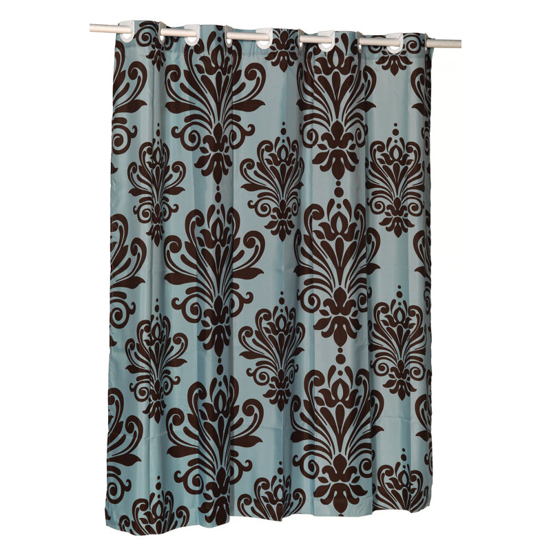 Rideau de douche simple Estey, Chocolat sur bleu spa