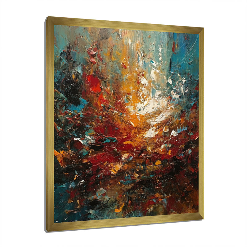 Automne, bonheur, après-midi, abstrait, orange rouge, reproduction sur toile, Cadre doré à une seule photo