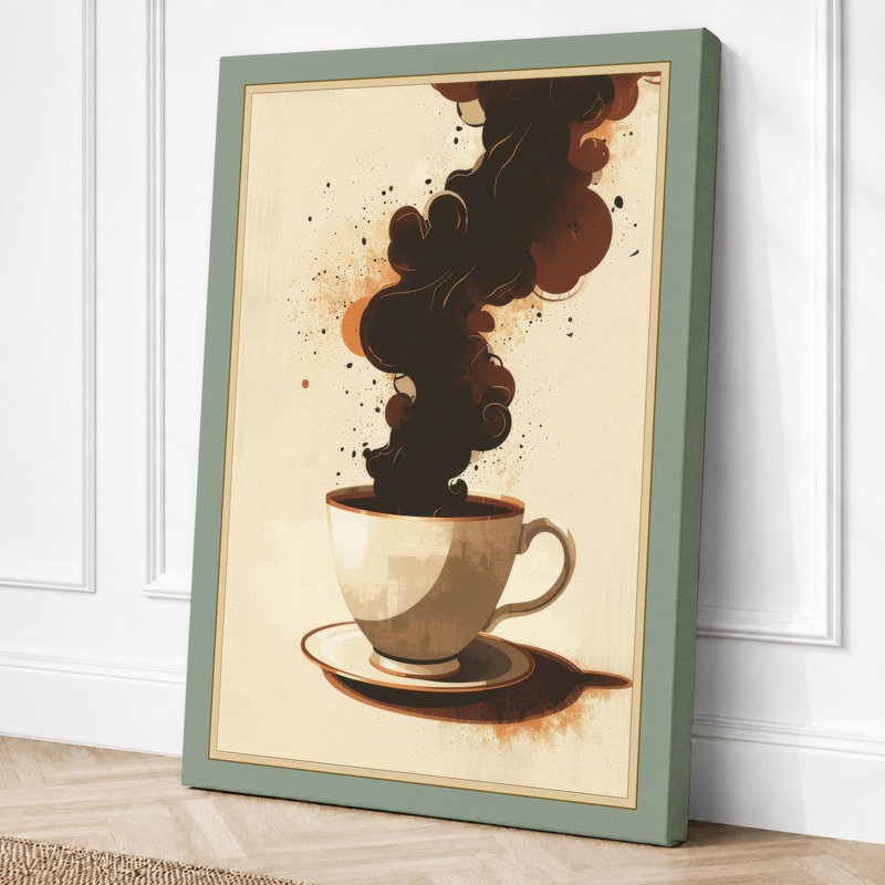 Thoughts in Steam Modern - Wrapped Canvas, 24x16 - 61.0 x 40.6 cm, Sage Border