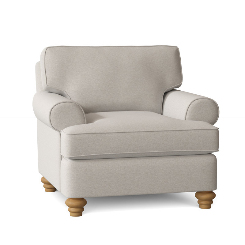 Lowell Chair, White Performance Fabric; 0851-94, Havana Finish
