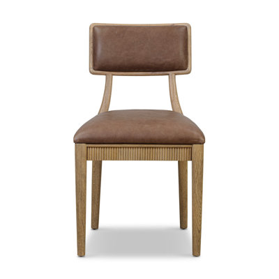 Tescott Genuine Leather Oak Dining Chair