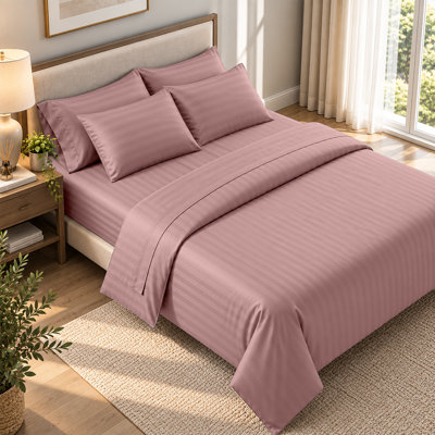 17 Stories Microfiber Striped Duvet Cover Set with Pillowcases