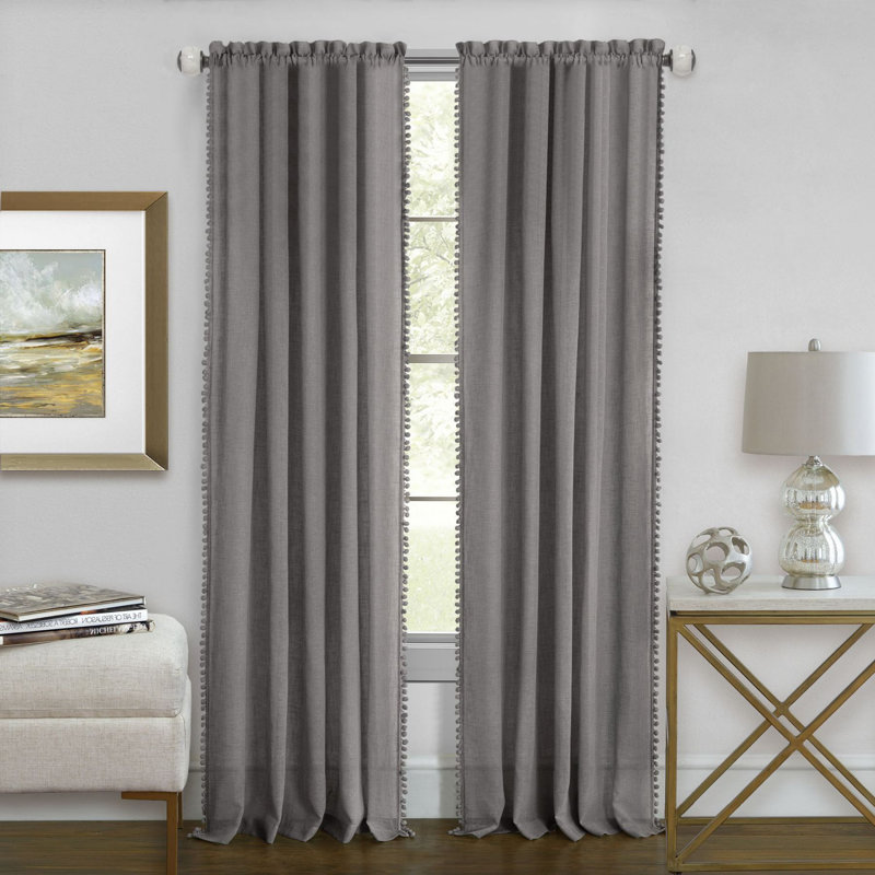 Annetta Semi Sheer Curtain Single Panel, 52" W x 63" L, Gray