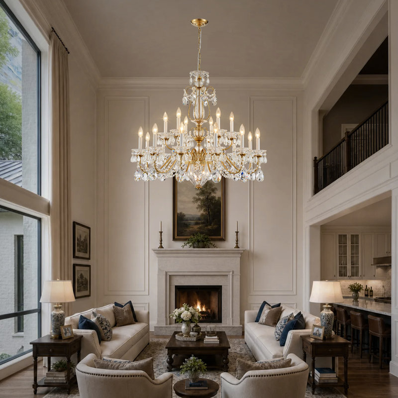 Lustre en cristal 18 lumières bougie en cristal Maria Theresa