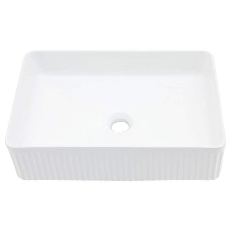 Modern Bathroom Ceramic Vessel Sink - White Rectangular, Stain , Easy Maintenance Rectangular Vessel, Low Water Absorption, Elegant