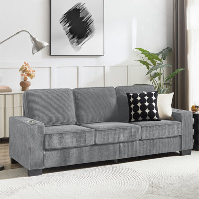 Canapé en velours côtelé 83,86 po, canapé moderne à 3 places, mobilier de salon, de chambre à coucher, de bureau,