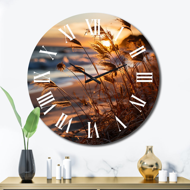 Horloge murale en métal Beach Breeze At Sunrise IV, Très grand
