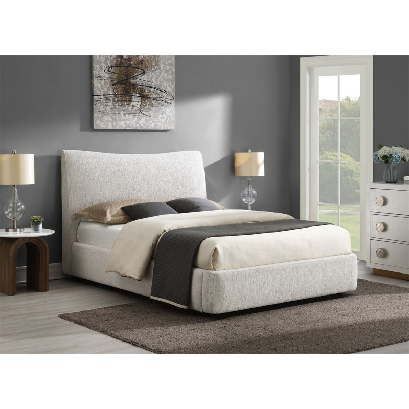 Lit en chenille beige Renee Aperol (aucun outil requis pour l'assemblage)