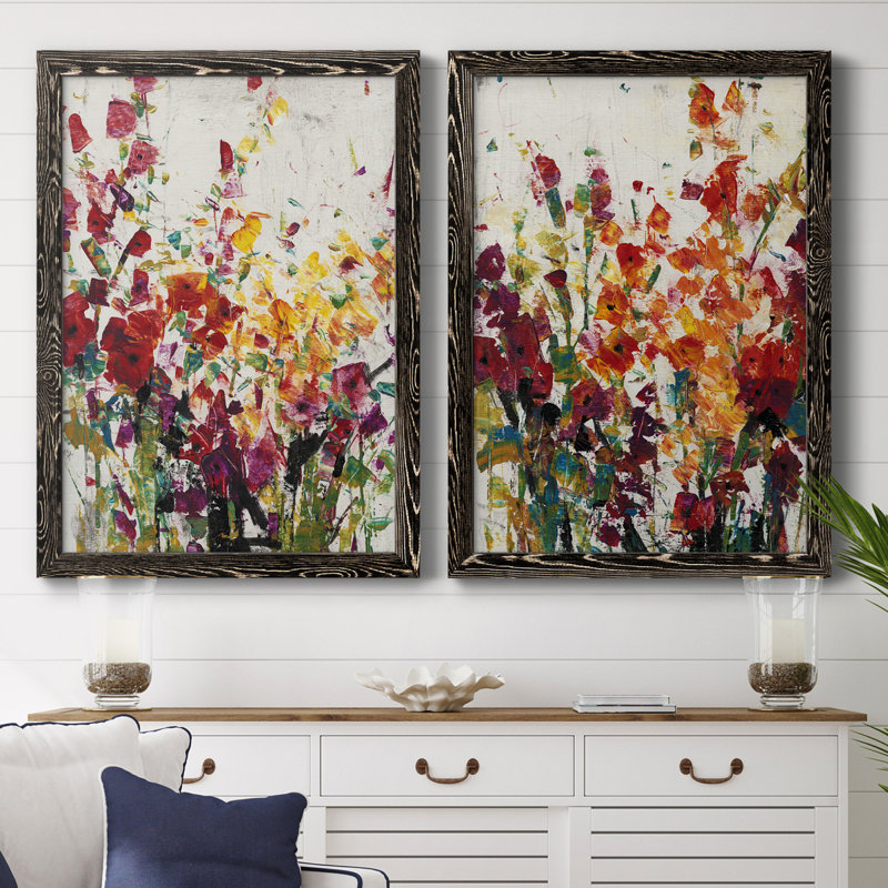 Fleurs sauvages en fleurs I, toile encadrée de qualité supérieure - prête à être accrochée, H 20 po x l 34 po x P 1,5 po