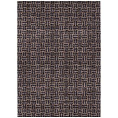 8' X 10' Chocolate And Black Geometric Washable Indoor Outdoor Area Rug