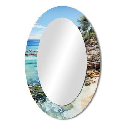 Beach Photo Tropical Paradise III - Teal Coastal Oval Wall Mirror