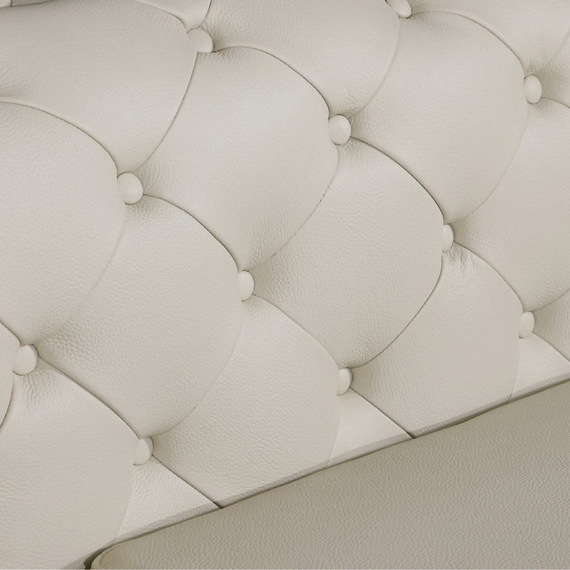 Top Grain 100%  Italian Leather Sofa, Beige