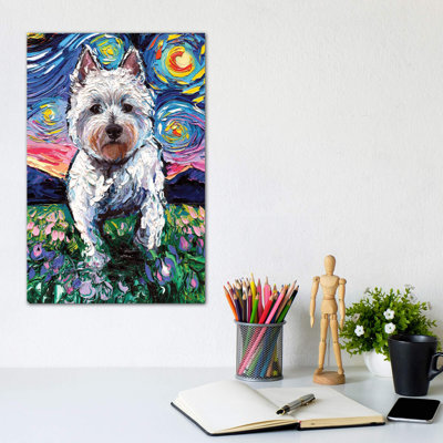 Westie Night II 1 Piece Wrapped Canvas Painting