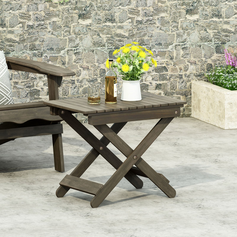 Table d'appoint pliante d'extérieur patinée en bois, Gris