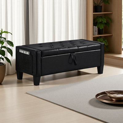 Ottoman With Storage, Storage Ottoman Bench With Safety Hinge 350 Lbs Weight, Upholstered Entryway Bench With Seating