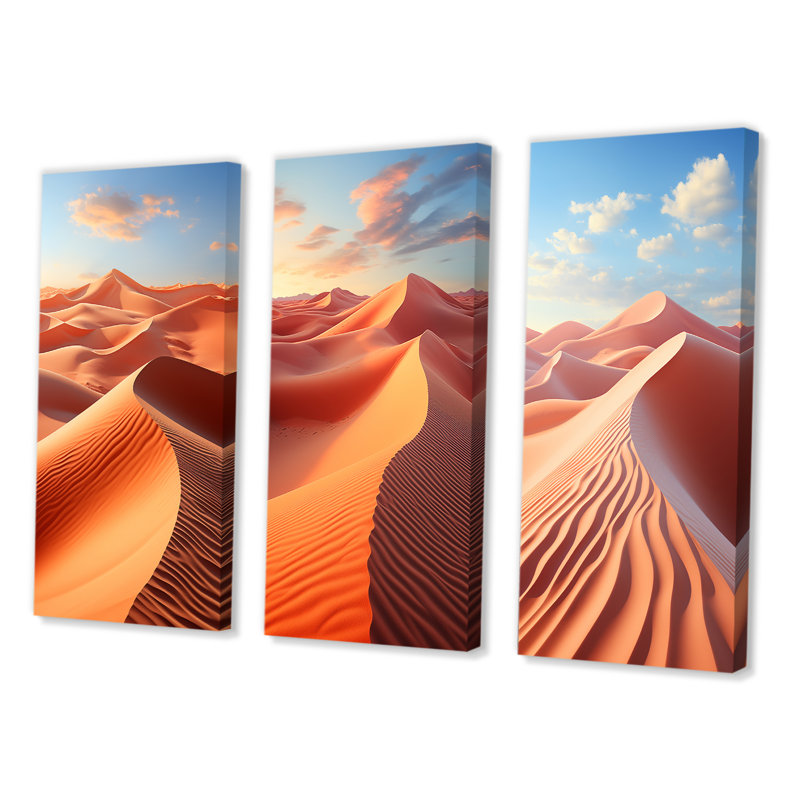 «Desert Photo Sunkissed Sands», 3 pièces, Toile tendue, H 28 po x l 36 po