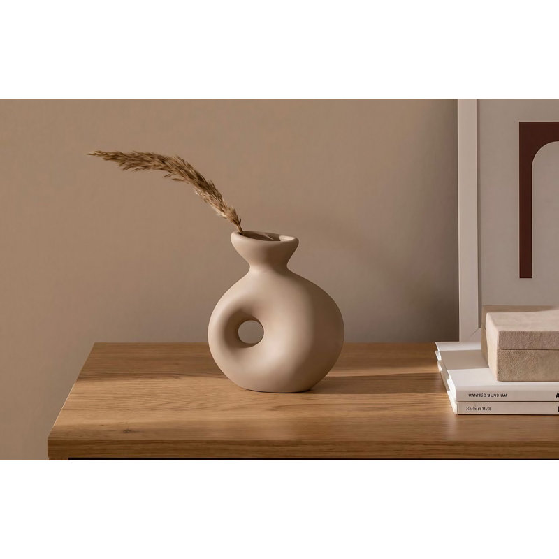 Corrinn Ceramic Table Vase, Cream, 16cm H x 7cm W x 16cm D