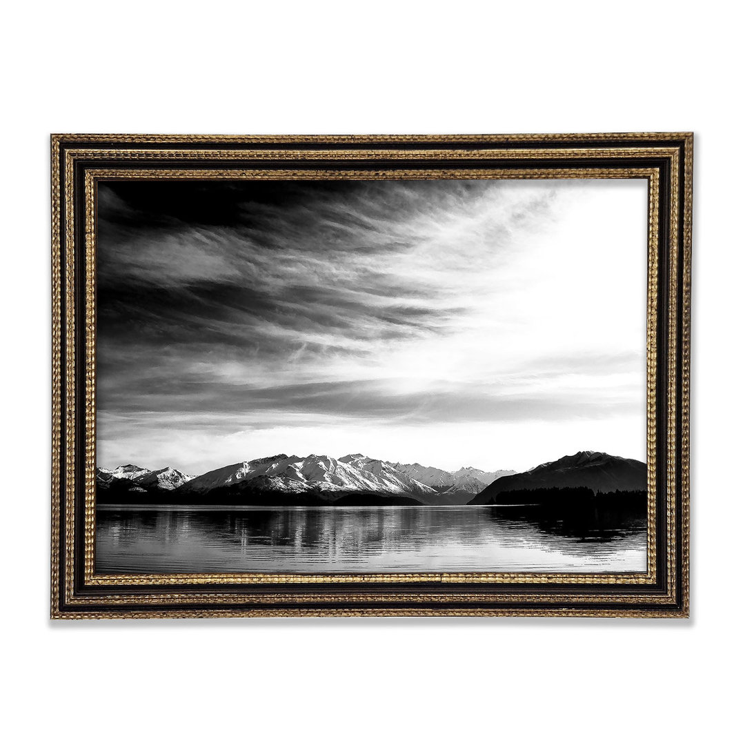 Gerahmter Kunstdruck Mountain Scenery Black And White