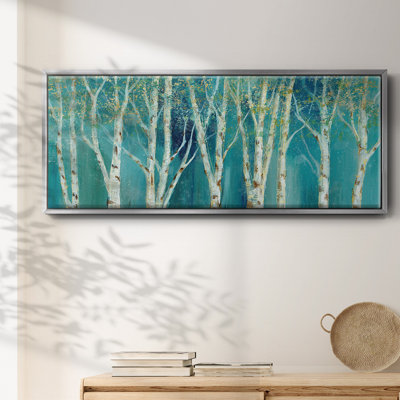 Bouleau sur toile bleue encadrée