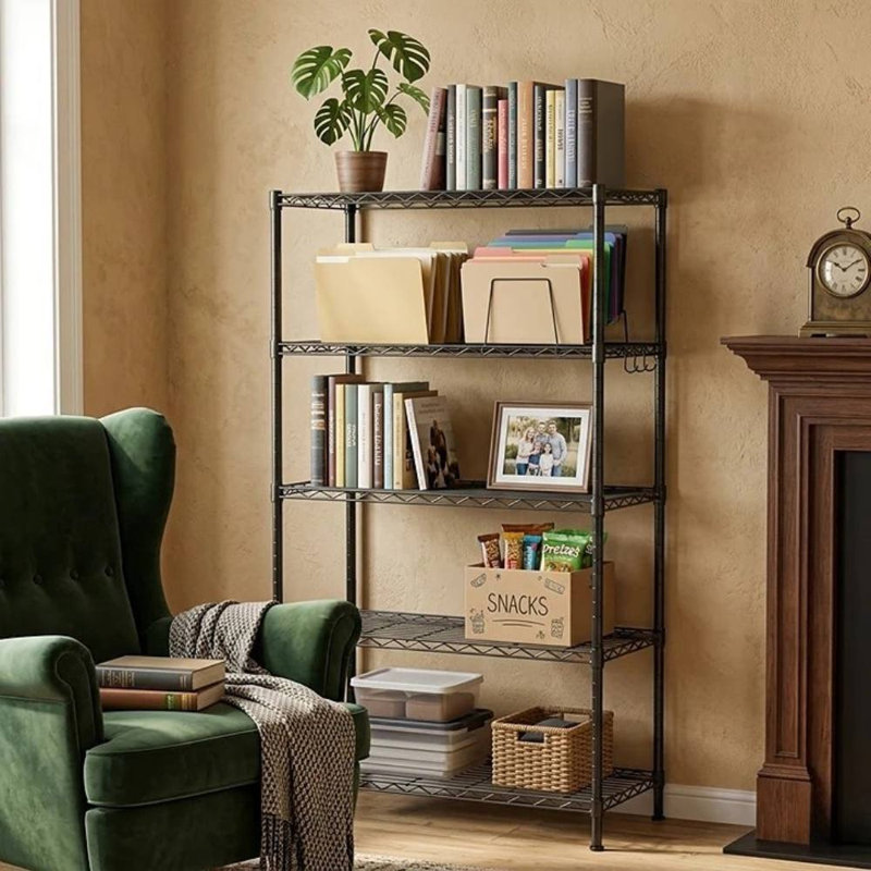 5-Tier Black Metal Rack