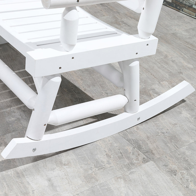 Wide Curved Loveseat, Rocking Chair With Log Design, White