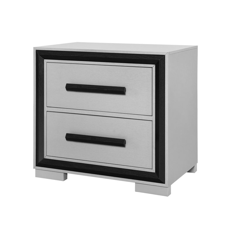 26,57 po Commode noir profond avec 2 tiroirs spacieux - Bois massif + 29,75 espaces de tiroirs inclus