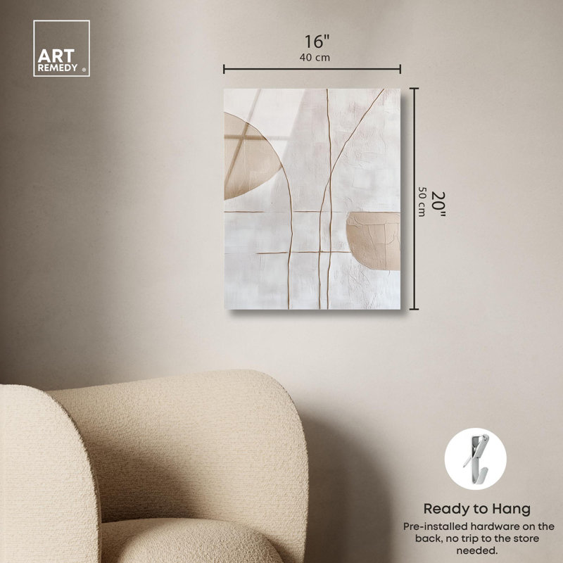 «Structured Arcs I», impression acrylique décor minimaliste par Art Remedy, H 20 po x l 16 po