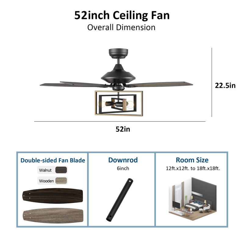52'' Ceiling Fan with Light Kit
