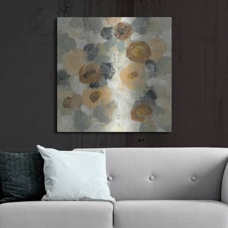 «Neutral Floral III» par Silvia Vassileva, art mural en métal, H 36 po x l 36 po