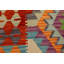 Tapis beige / bleu / orange à motif géométrique en laine tissé à plat de forme rectangulaire Elzada