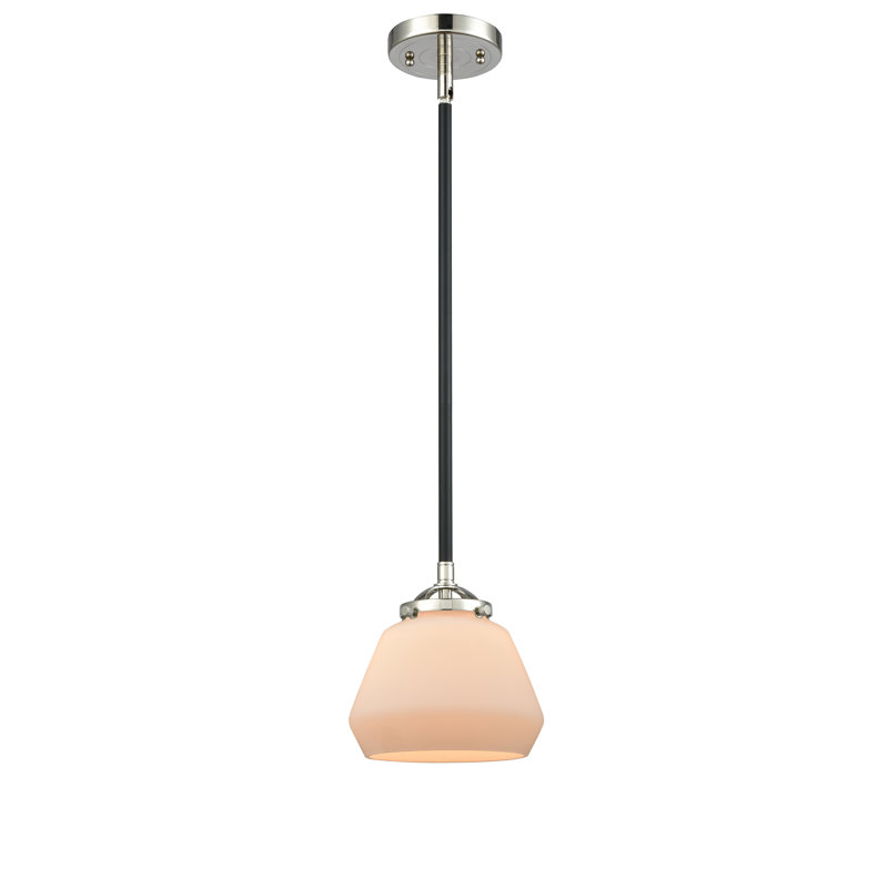 Luminaire suspendu 1 lumière à cône simple Rayhan, Blanc mat, Nickel poli noir, Ampoule non incluse