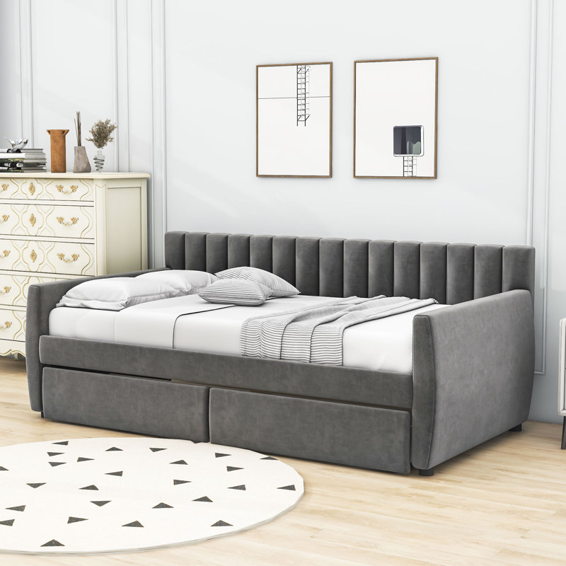 Lit de jour simple avec couchette Quinnesec, gris