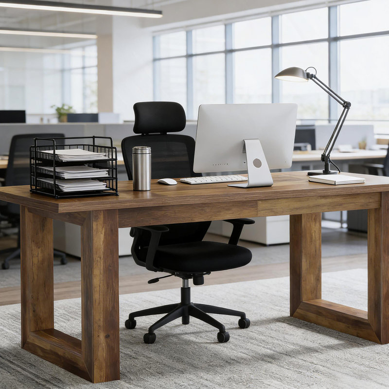 Bureau, bureau d'ordinateur, bureau de direction, Brun