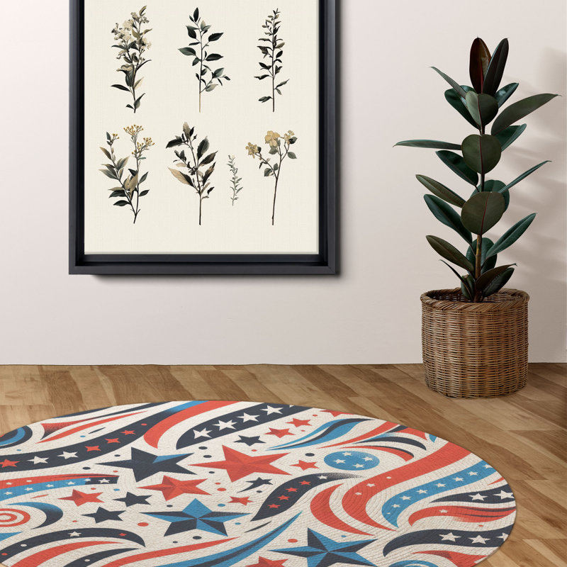Tapis tressé Bold Patriotic Lines, Rond 5 pi