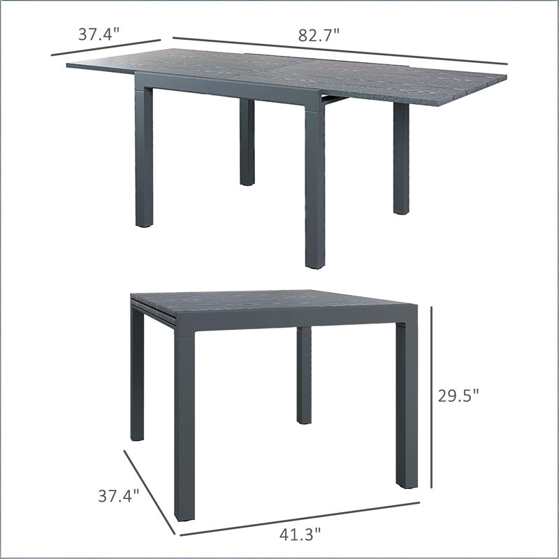 Table d'extérieur, table d'extérieur rectangulaire en aluminium