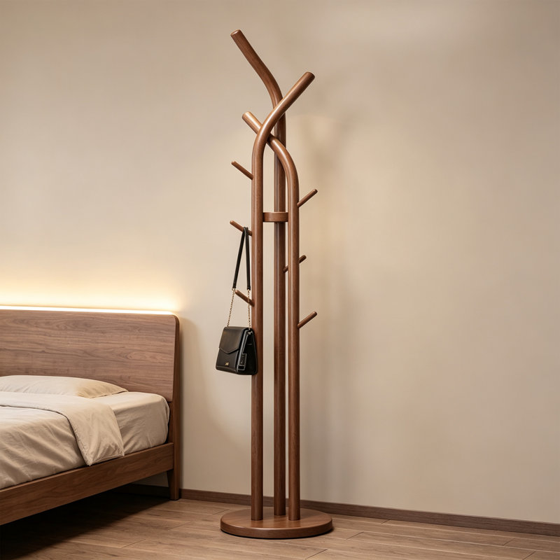 Solid Ash Wood Freestanding Coat Rack